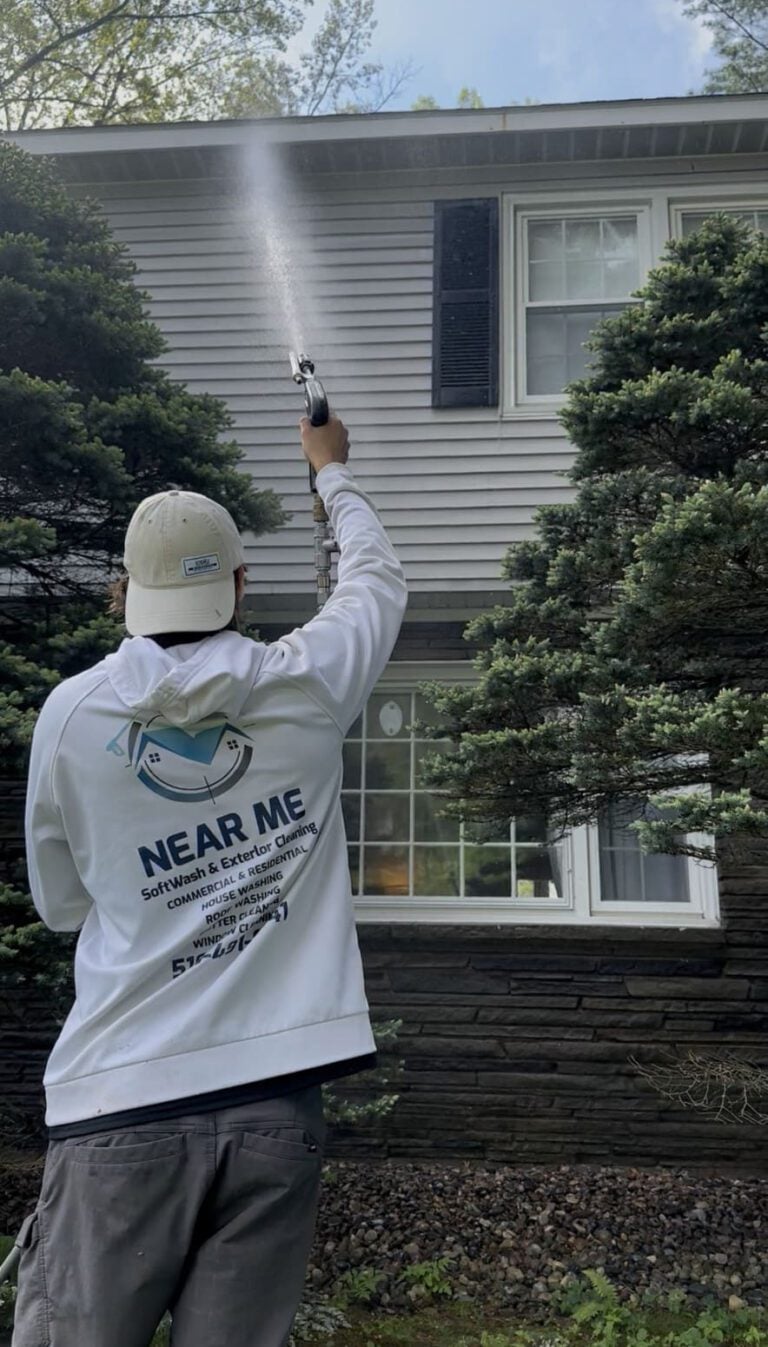 Action shot pressure washing