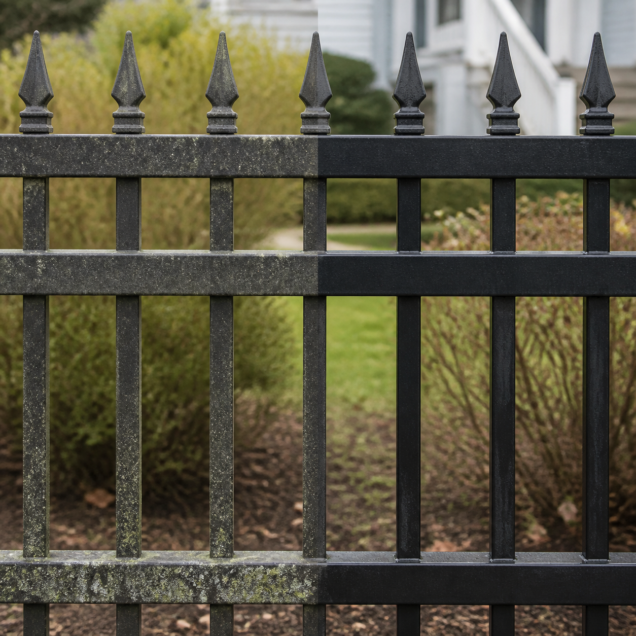 Aluminum and wrought iron fence