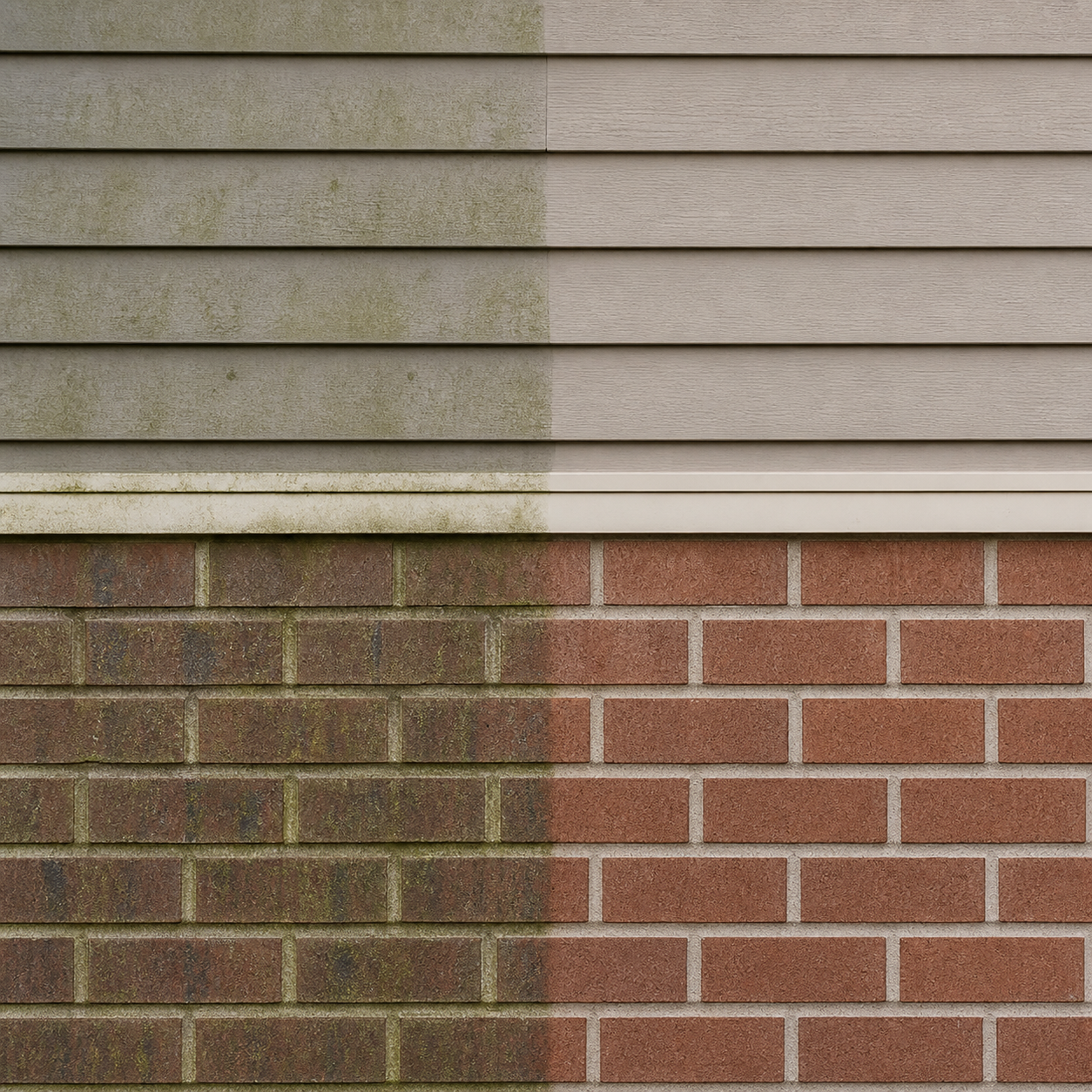 Brick and composite siding