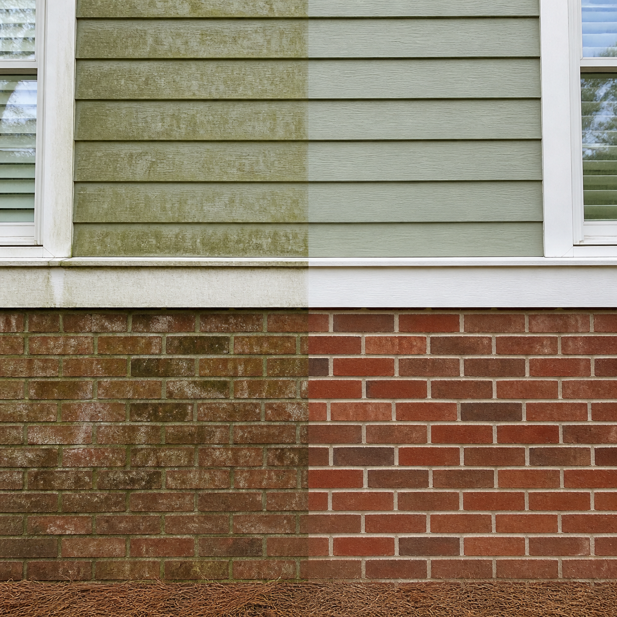 Brick and painted wood exterior
