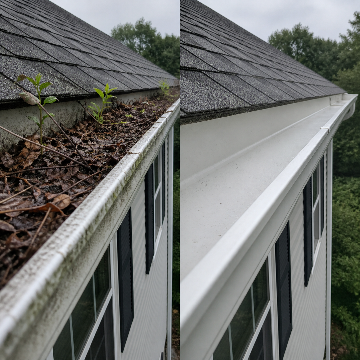 Two-story roof gutter